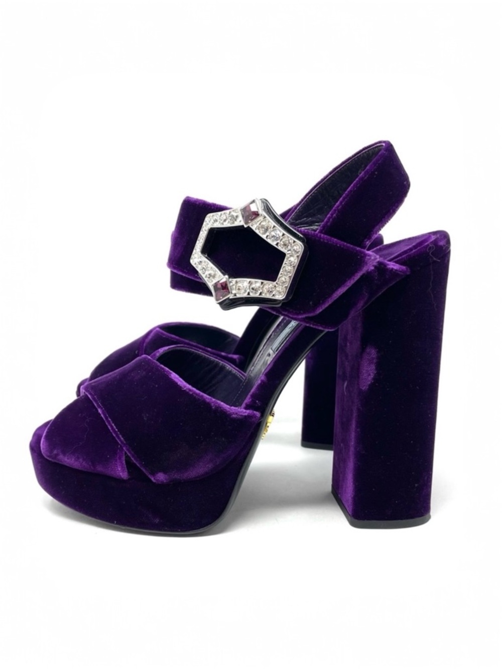 PRADA purple velvet platform sandals, made in Italy size 37.5